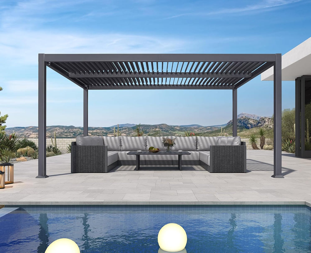 PURPLE LEAF Louvered Pergola 10' x 16' Aluminum Pergola w/Independent...
