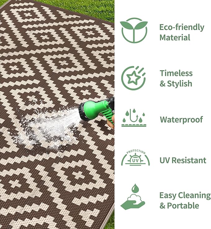 GENIMO Outdoor Rug for Patio Clearance, 6'x9' Waterproof Camping Mat,...