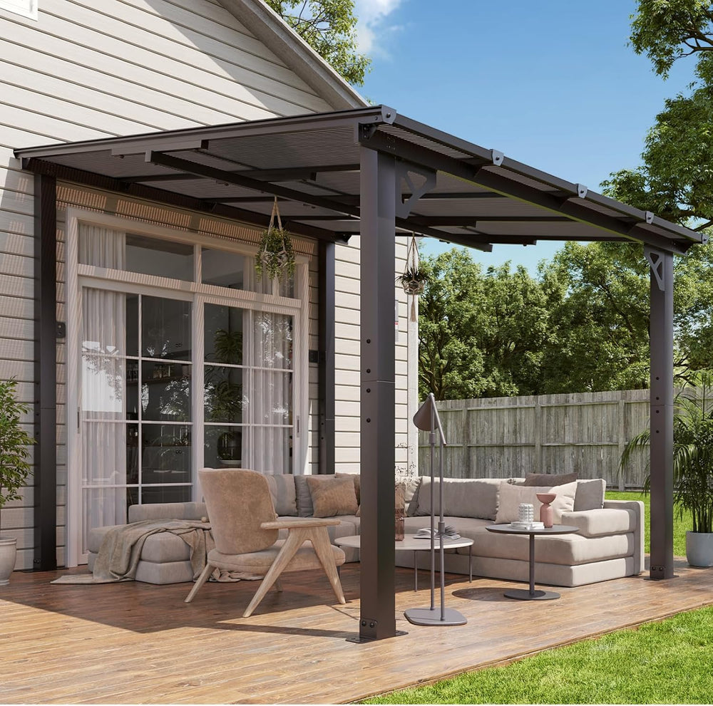 Aoxun 8’x10’ Gazebo with Aluminum Frame & Polycarbonate Panel, Black