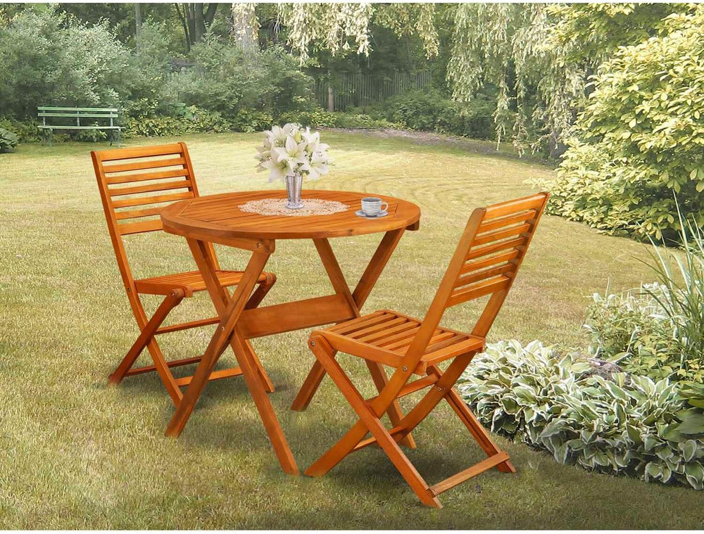 East West Furniture MNBS3CWNA 3 Piece Outdoor Conversation Bistro Set Contain...