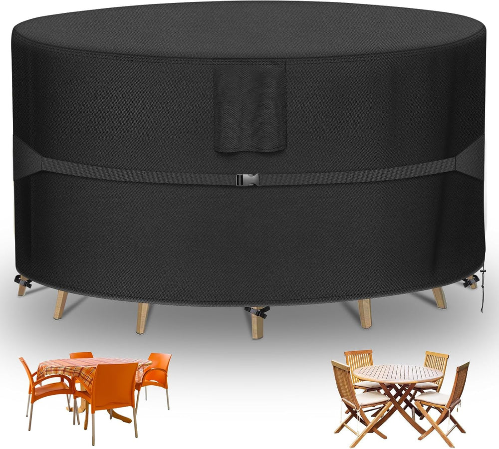 RICHIE Round Patio Furniture Covers - 600D Heavy Duty Waterproof Outdoor Tabl...