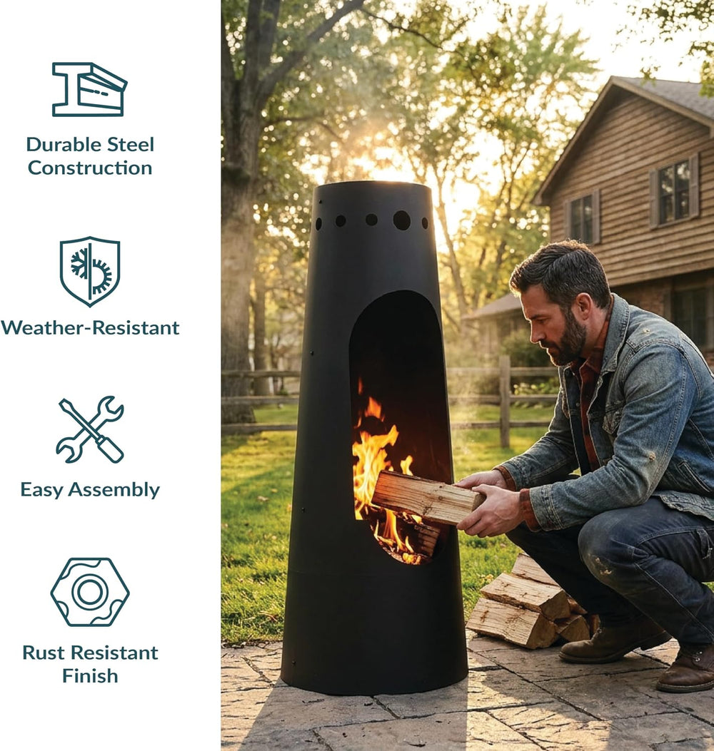 Sunnydaze Santa Fe Large Wood Burning Chiminea Outdoor Fireplace, 50"
