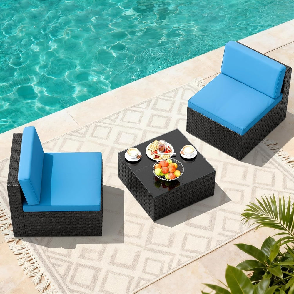 Devoko 3 Pieces Outdoor Patio Conversation Sets, Couch Sectional Sofa