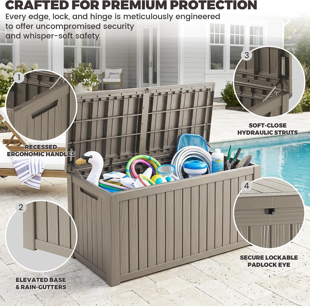 Outdoor Storage Box, 200 Gallon Waterproof Deck Box [Upgraded 3.1], Large Res...
