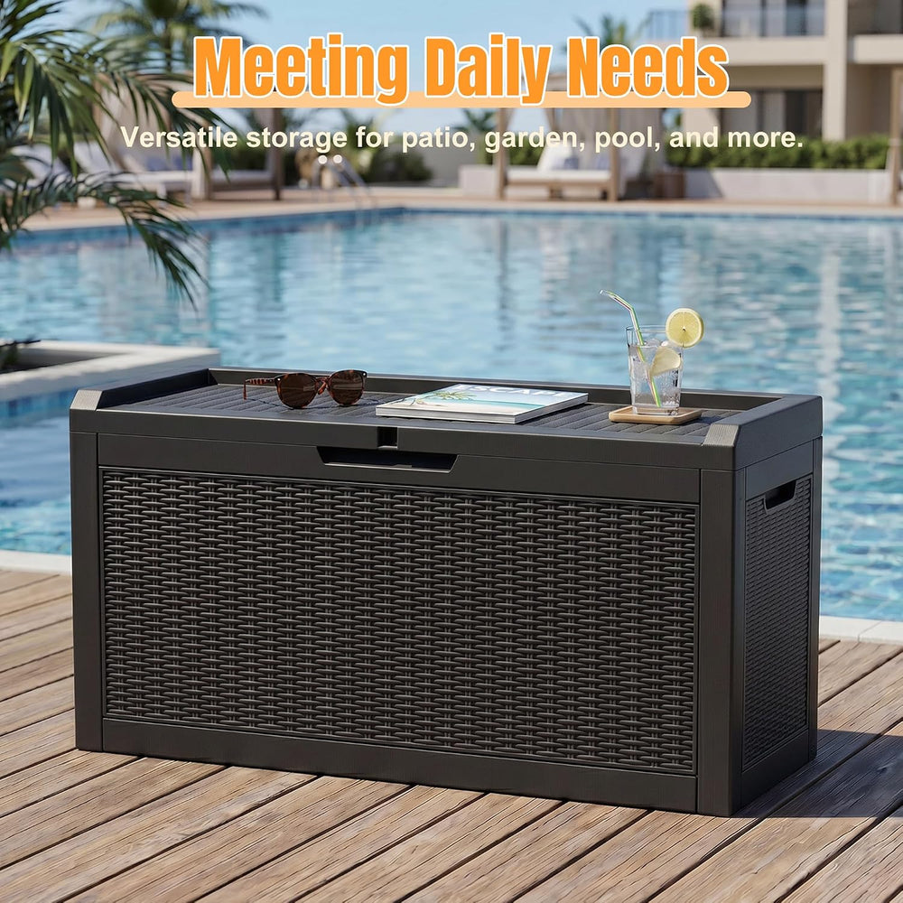 Outdoor Storage Box,100 Gallon Waterproof Resin Patio Deck Box