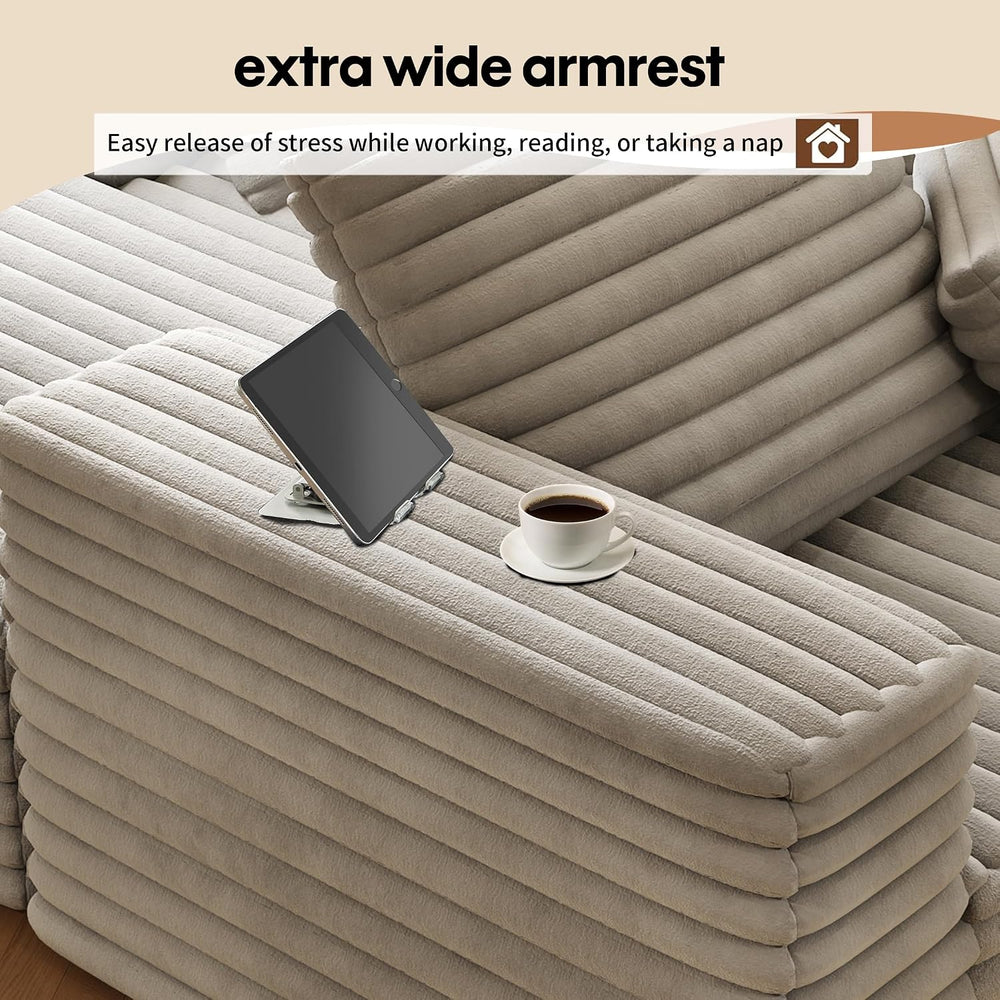 80” Oversized Double Lounge Chaise,Cloud Plush Sofa Bed,Upholstered Boneless ...