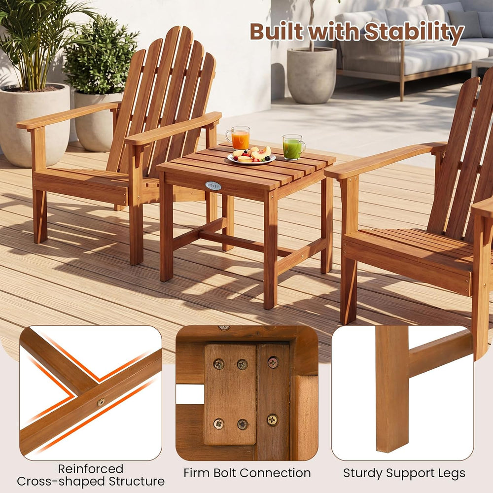 Tangkula Patio Acacia Wood Side Table, 17" Square End Table with Slatted...