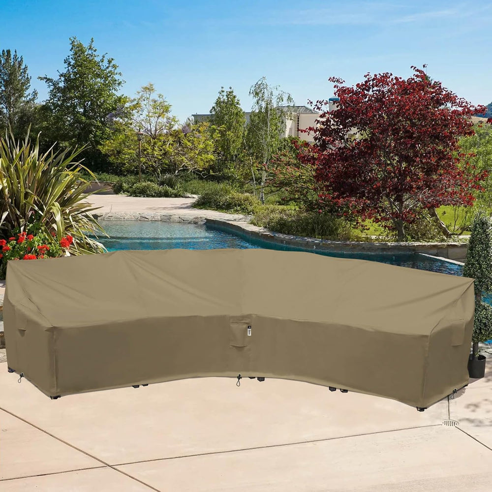 Curved Patio Furniture Cover for Outdoor Sectional Sofa, 190"(128")...