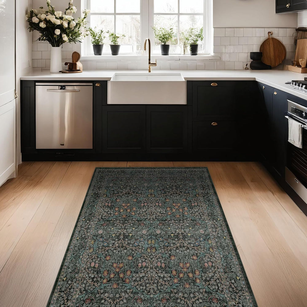 Dark Green 4x6 Entryway Rug, Washable Area Rug 4x6 for Living Room, Bedroom, ...