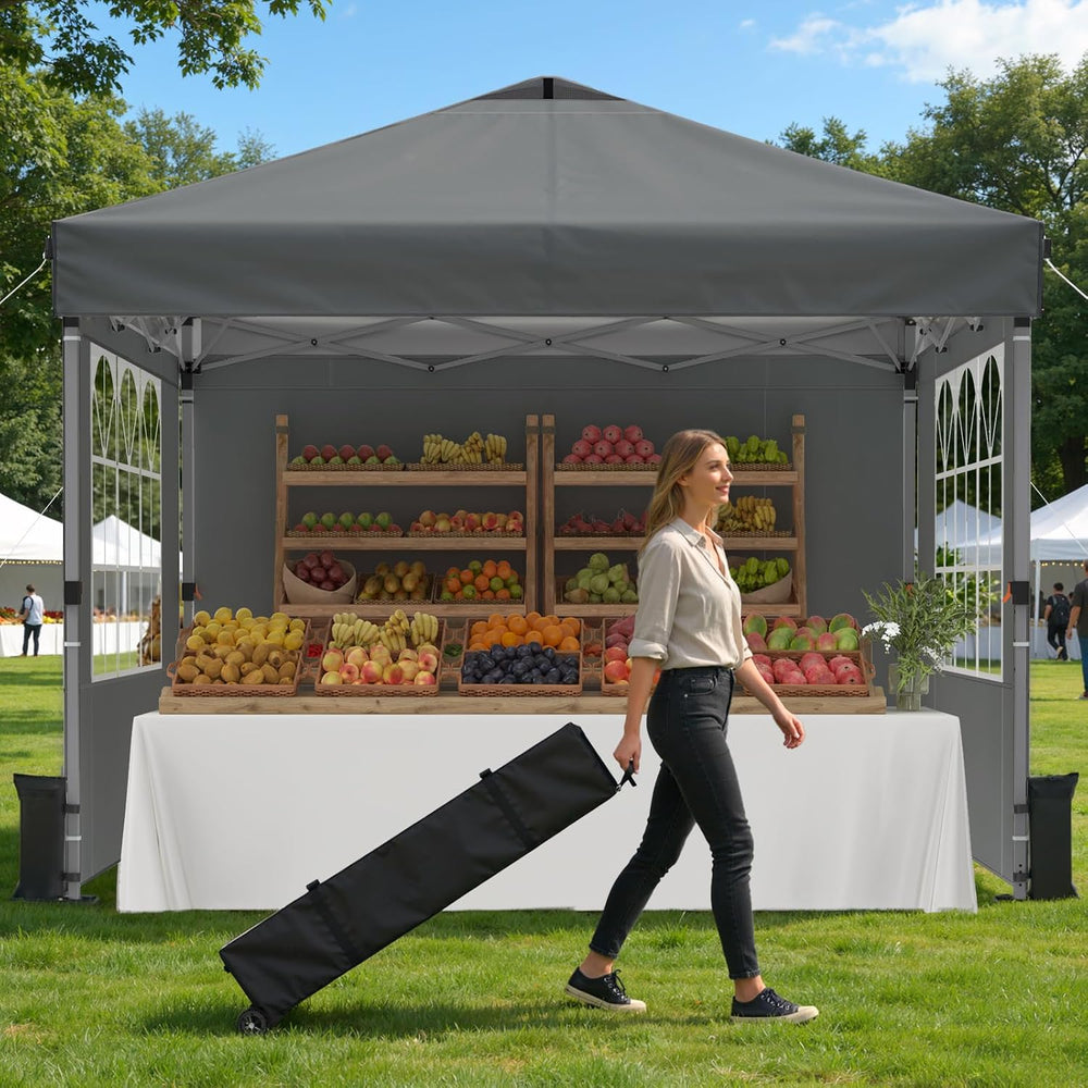 Raynesys 10x10ft Pop Up Canopy Tent with Sidewalls for Events, Parties