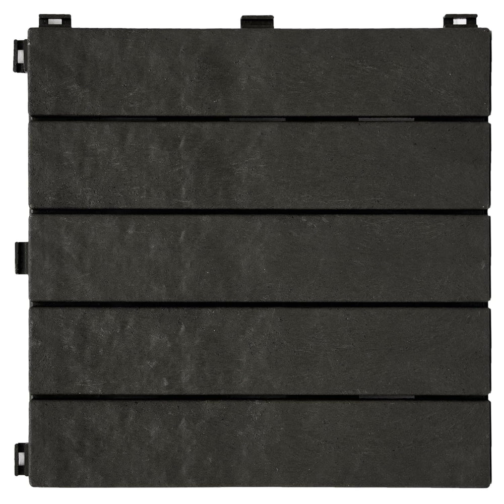 EcoTrend 24-Pack 12”x12” Interlocking Deck Floor Tiles, Slate Black – Rubber ...