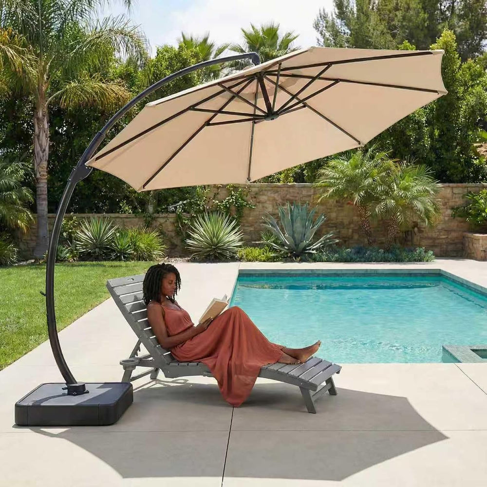 Kingdura 11ft Offset Cantilever Patio Umbrella with Base Included, Large Roun...