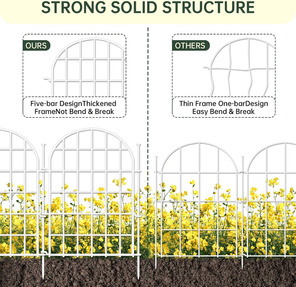 32.5ft(L) x 22in(H) Panels Garden Fence, 30 Panels Arched No Dig Fence, Decor...