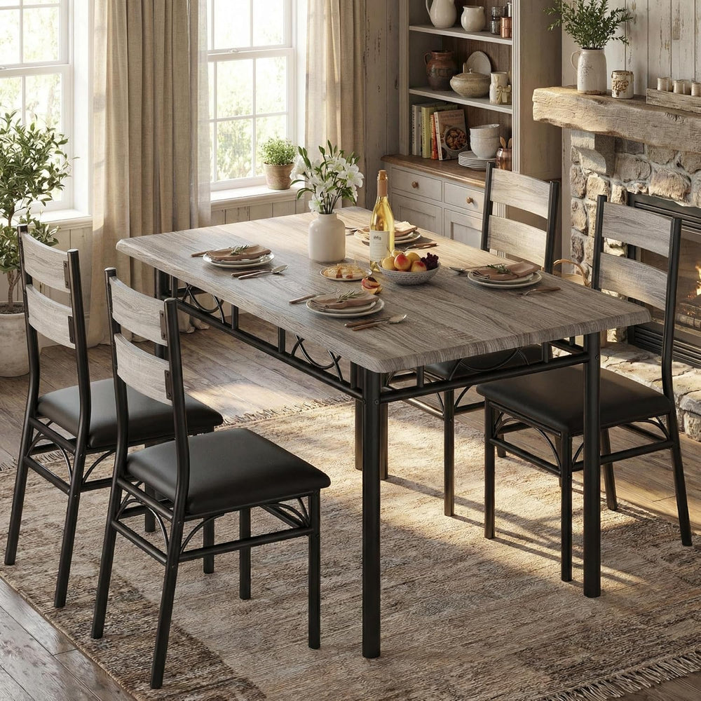 IDEALHOUSE Rectangular Kitchen Table and Chairs Set for 4, 5 Piece Dining Tab...