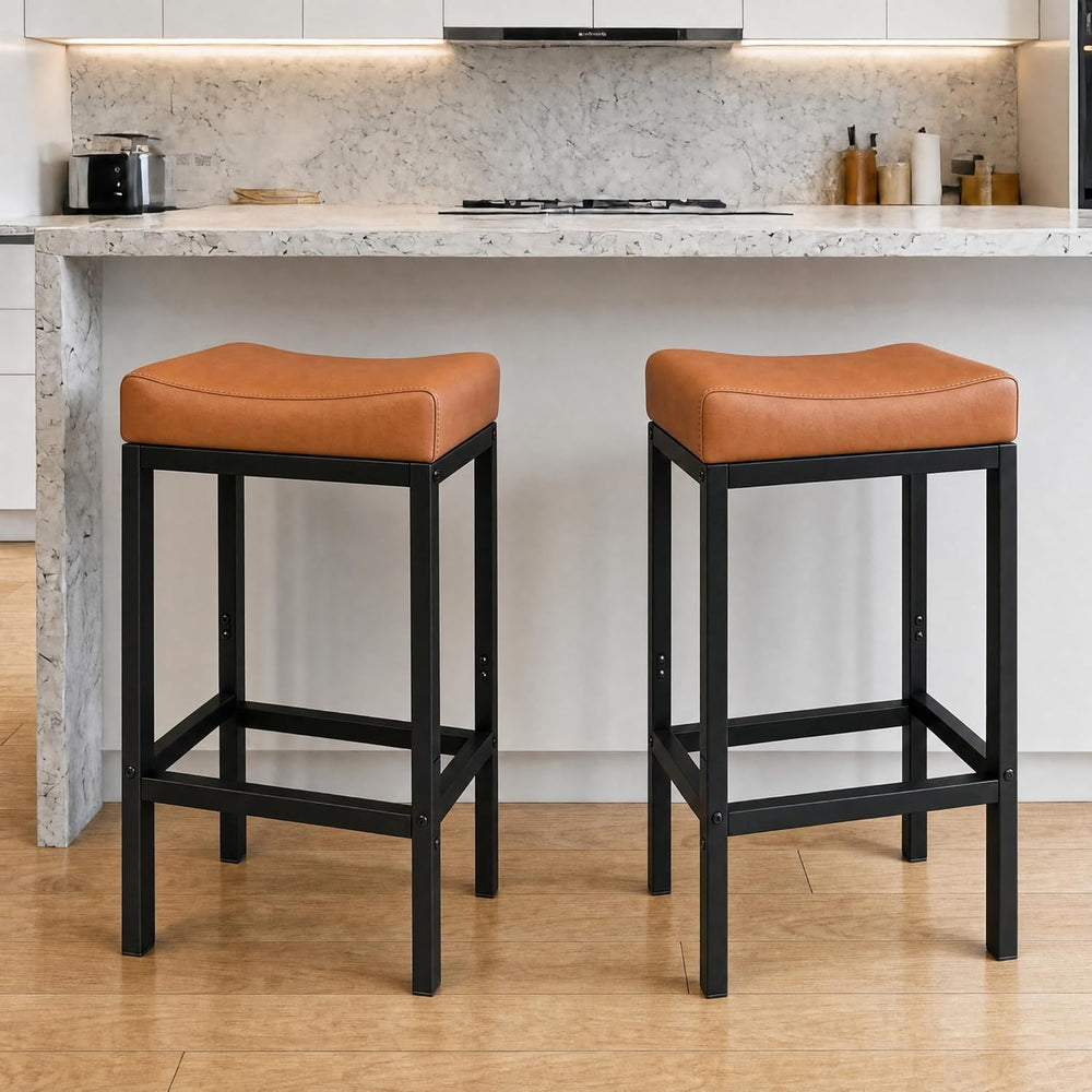 Counter Height Bar Stools Set of 2, Faux Leather 24 Inch Barstool