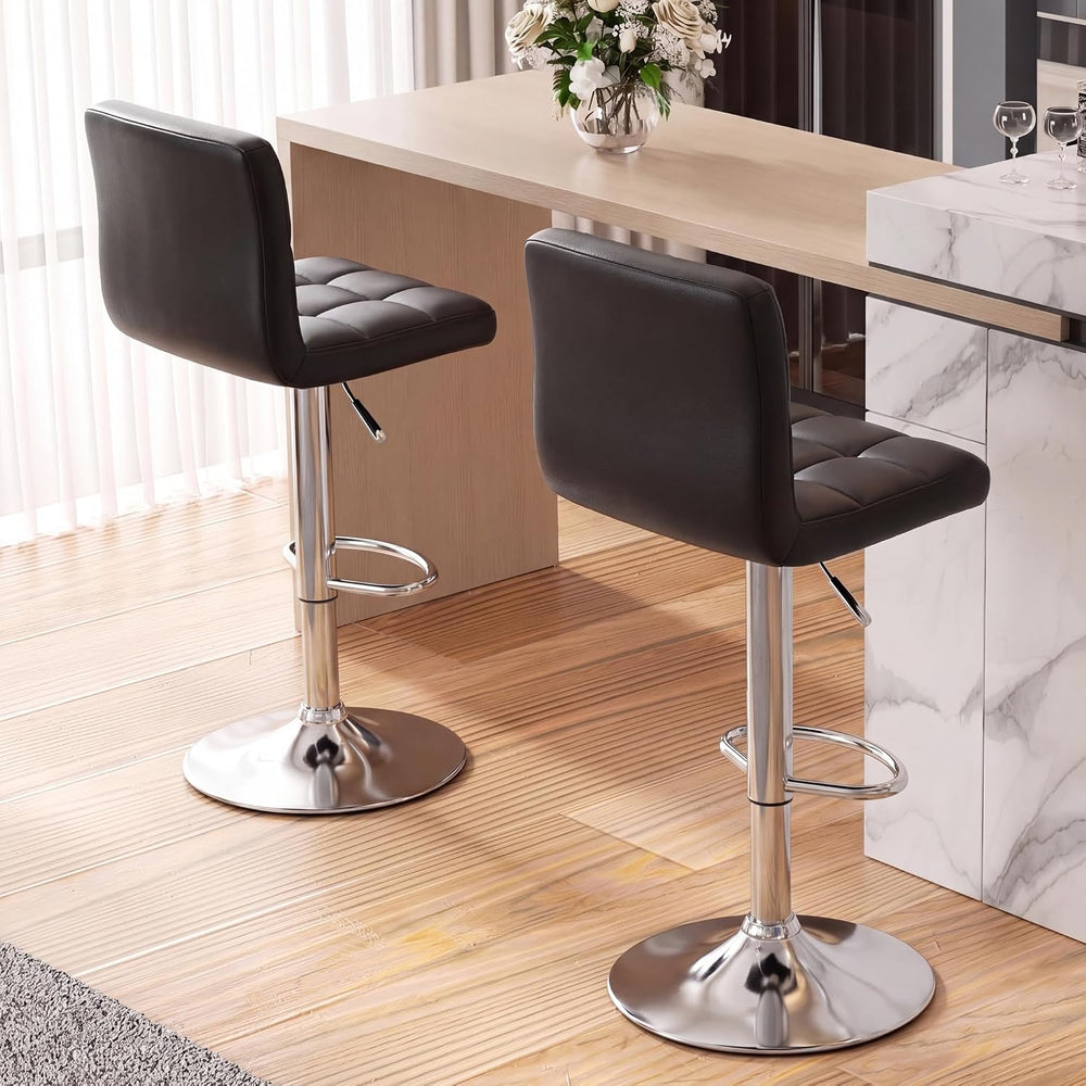 Homall Bar Stools Modern PU Leather Adjustable Swivel Barstools, Armless Hydr...