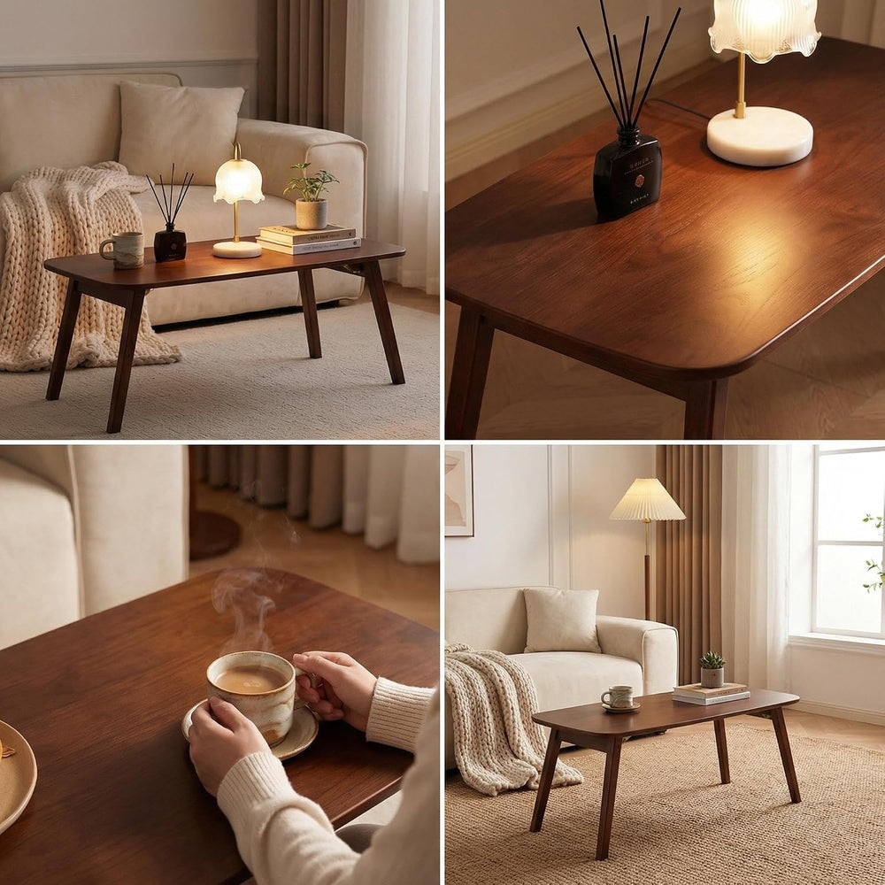 Baveke Folding Coffee Table- Foldable Floor Tables, Mid Century Coffee Table ...