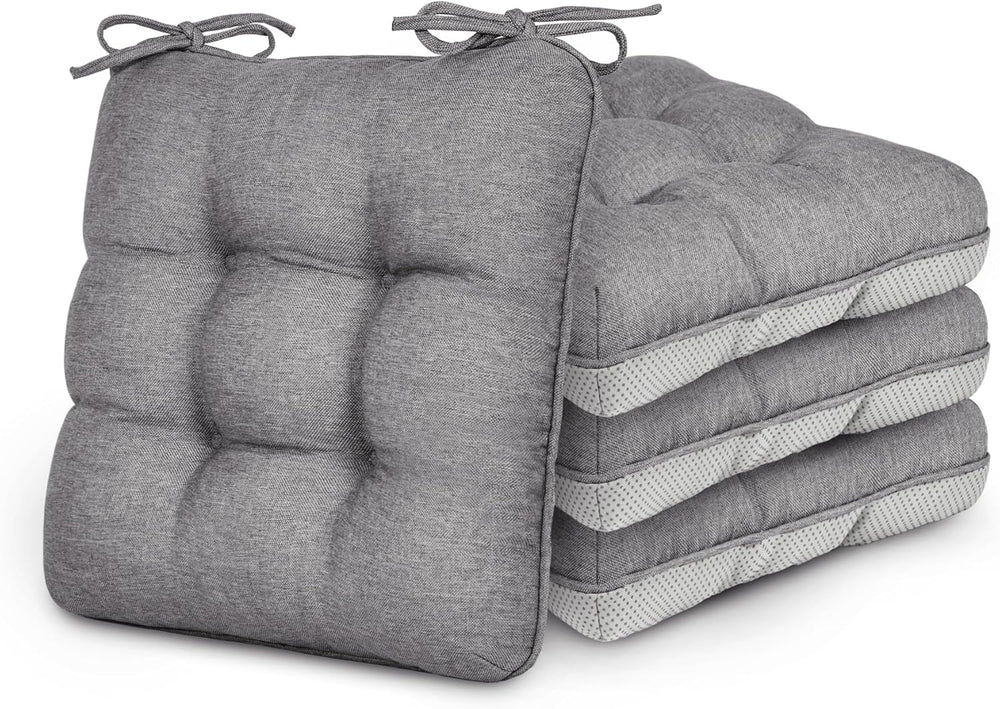 Love's cabin Memory Foam Chair Cushions Set of 4, 15.5 Inch, Grey