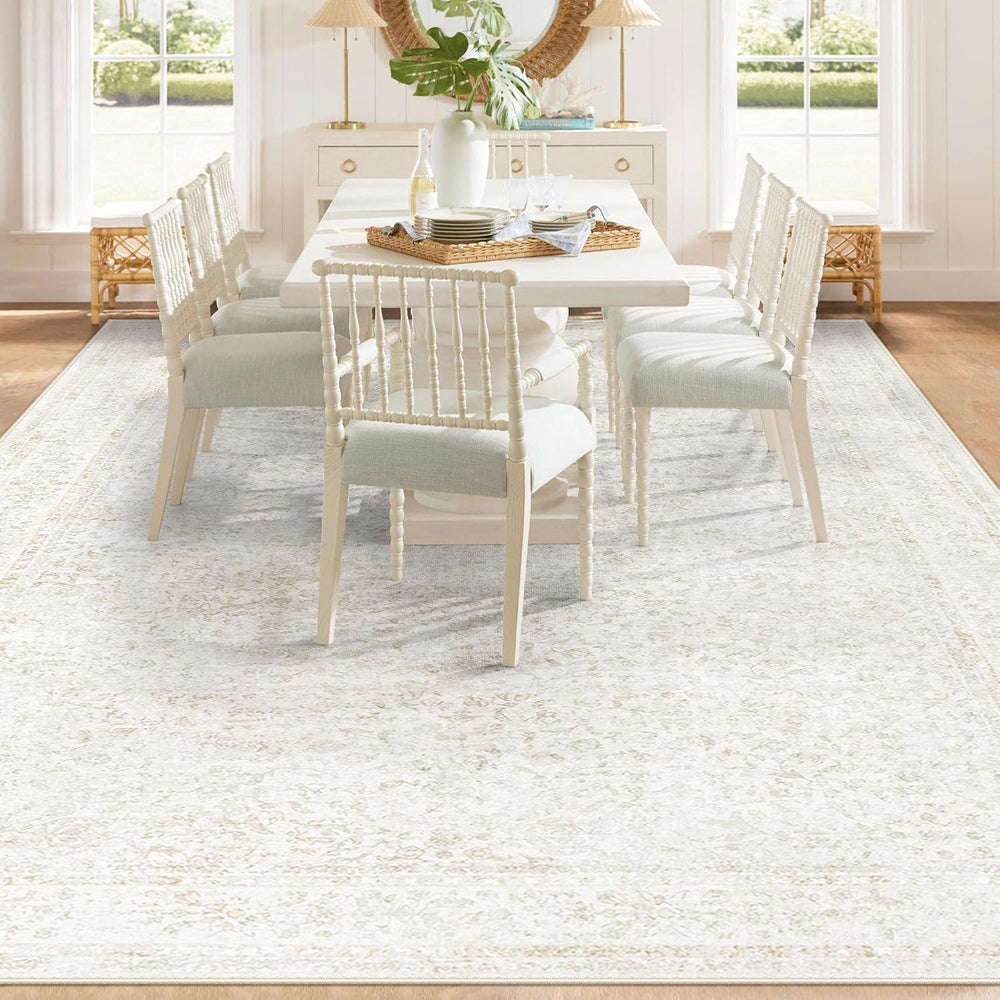 9x12 Area Rugs for Living Room: Washable Large Vintage Floral Rug Low Pile No...