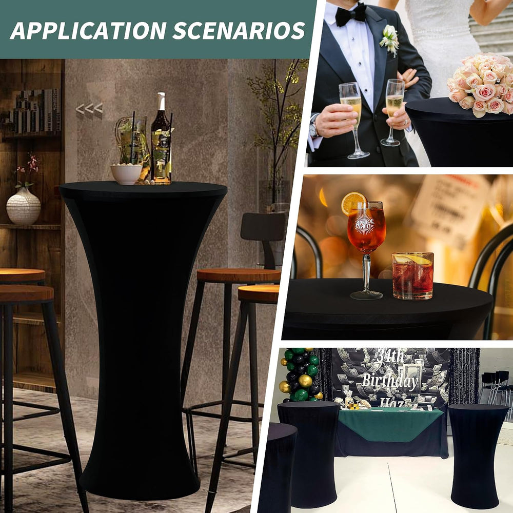 Wolkemer 4PCS 24x43 Inch Fitted Cocktail Tablecloth, Cocktail Table Cover