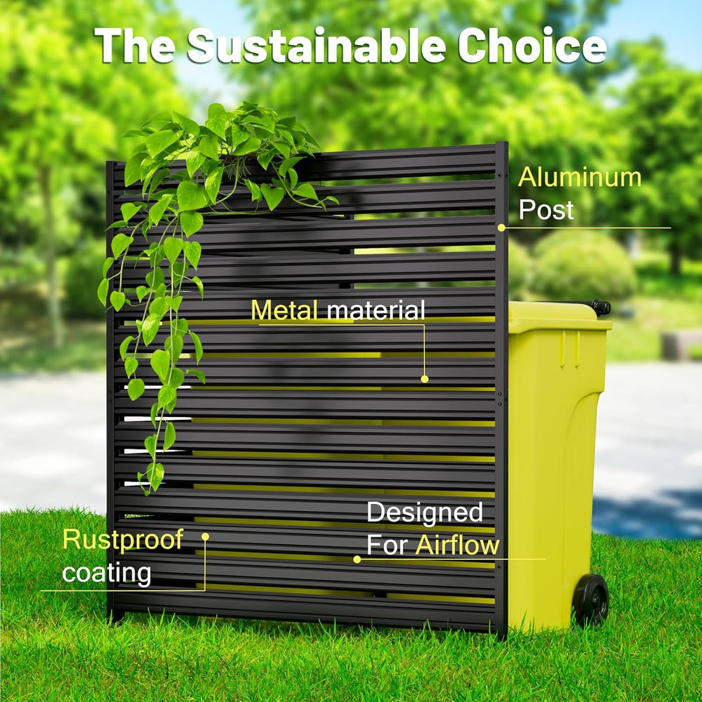 No-Dig Metal Privacy Fence Screen, 42" H × 38" W Air Conditioner Fence