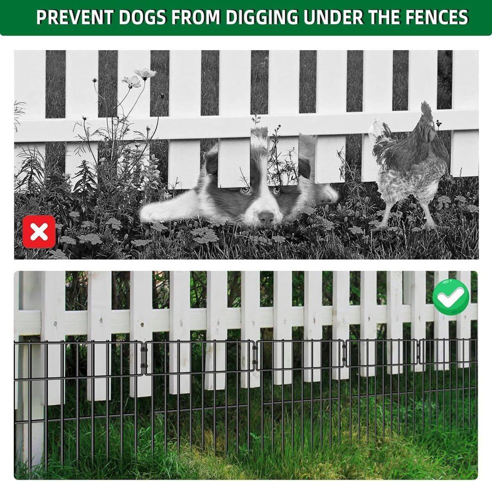 10 Panels Garden Fencing Animal Barrier, 17in (H) X 10.8ft (L) No Dig Dog Fen...