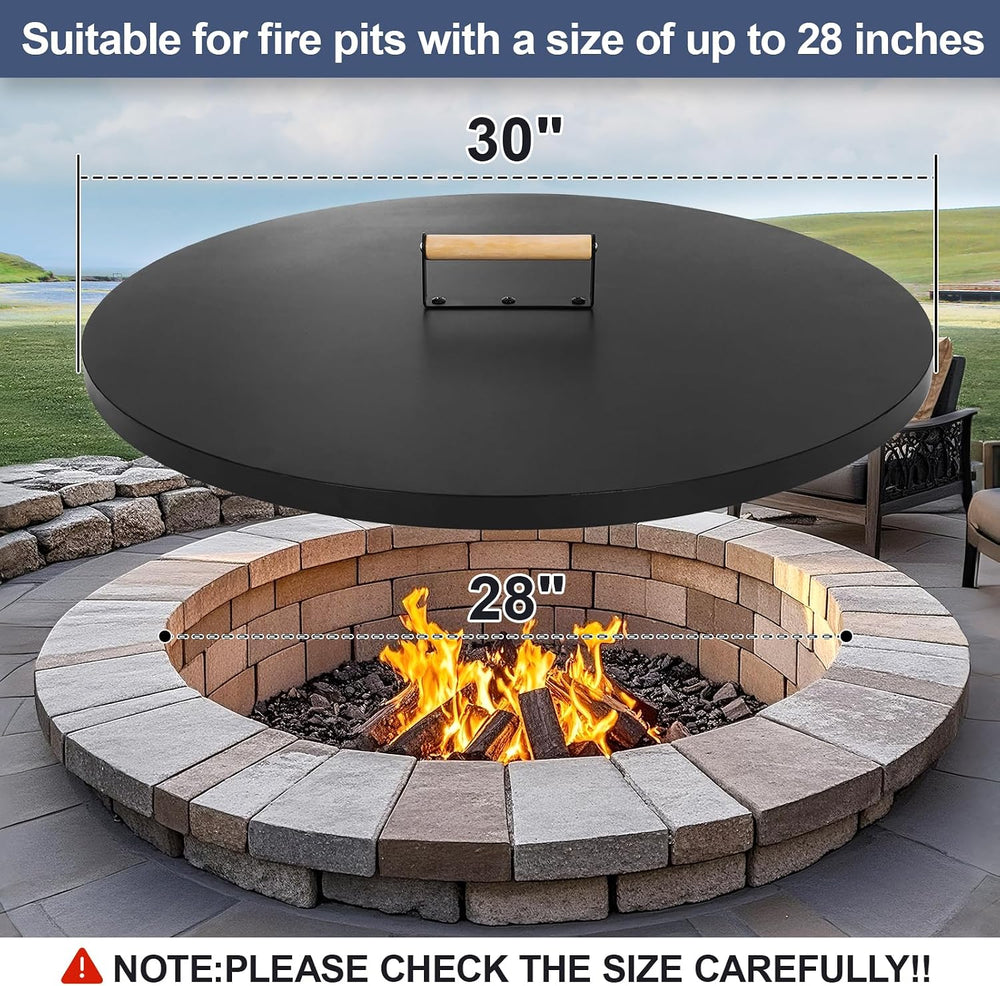 1MORE Fire Pit Lid Round 30"w/Handles,Firepit Cover,All-season Protective