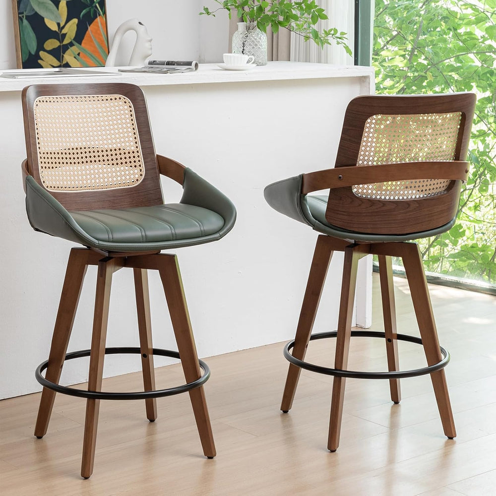 Mid Century Counter Stools, Counter Height Swivel Bar Stools with Back