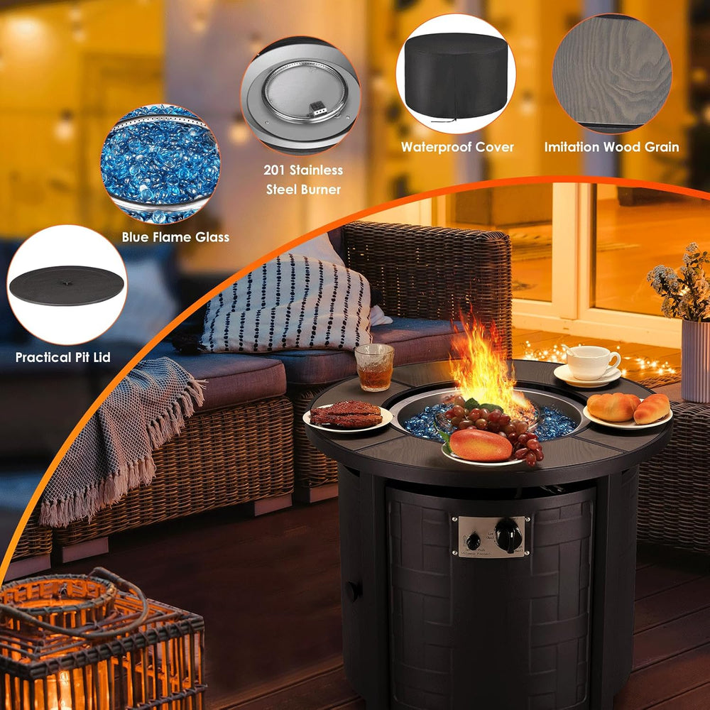 TLGREEN 30-Inch Round Propane Fire Pit Table, 50,000 BTU