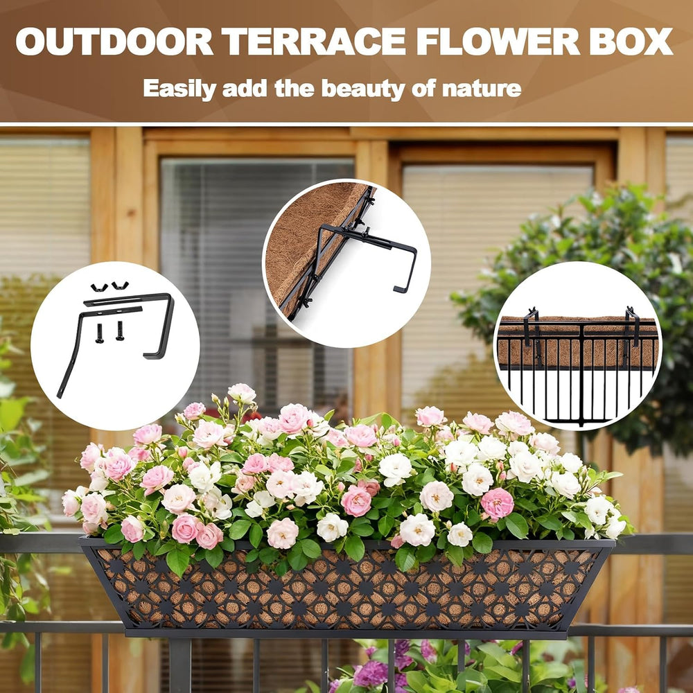24 Inch Railing Planter Box Outdoor Deck Railing Flower Boxes