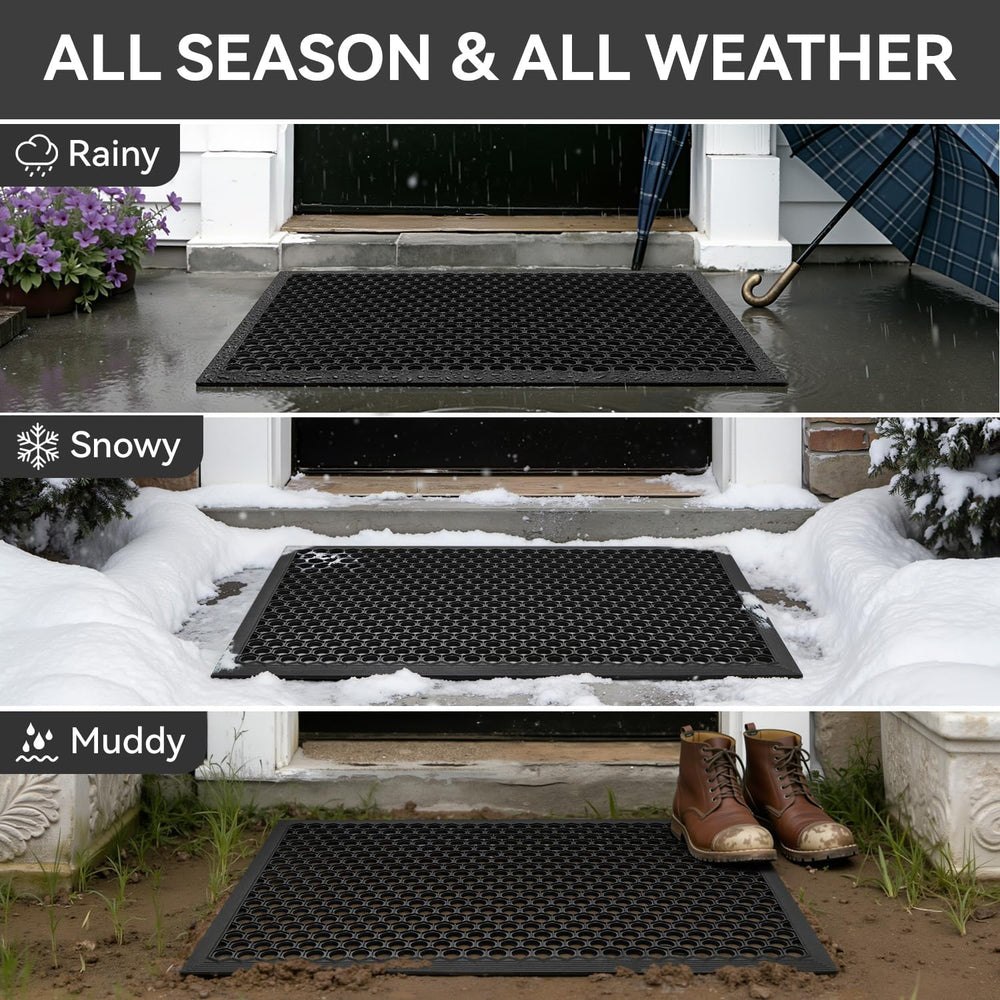 RESARE Front Door Mat Non Slip, 36"x24" Rubber Doormat Outdoor-Entr...