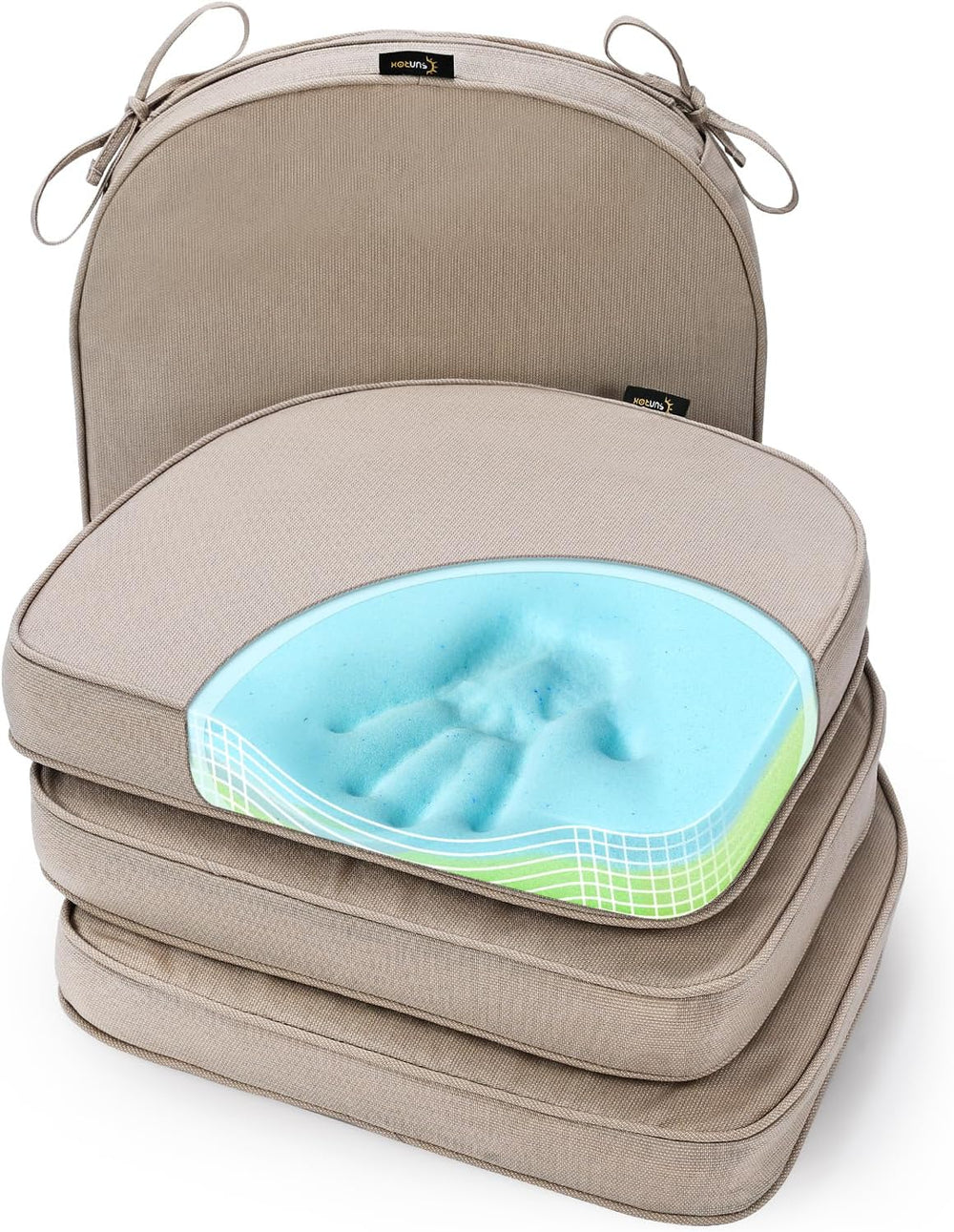 SUNROX Gel Memory Foam Chair Cushions, FadeShield Water-, Stain-Resistant Dur...
