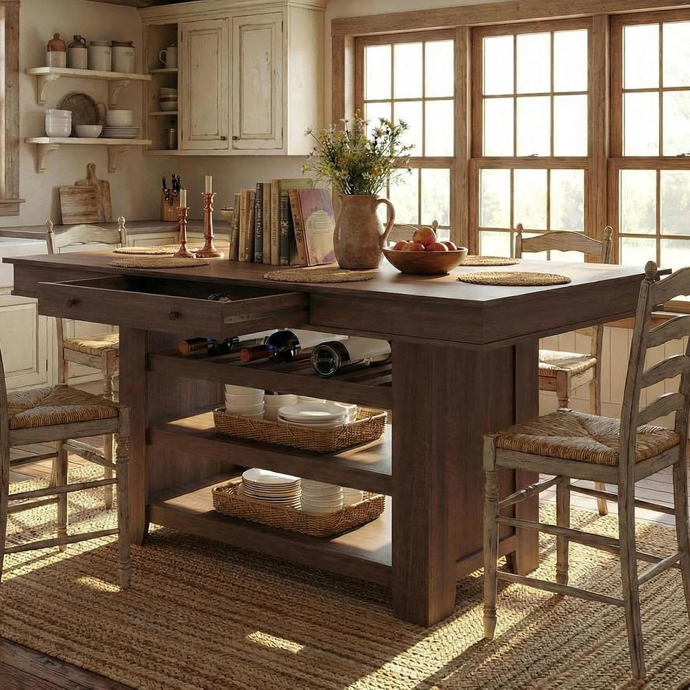 Garvee Counter Height Dining Table with 2 Drawers, 36" Farmhouse Wooden ...