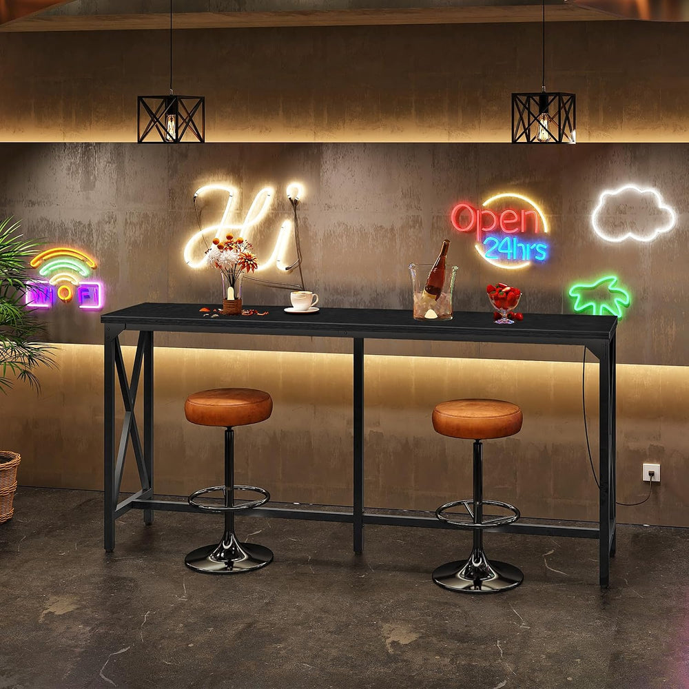 CHOEZON 63'' Bar Table, Kitchen Dining Table with Power Outlet and Fo...