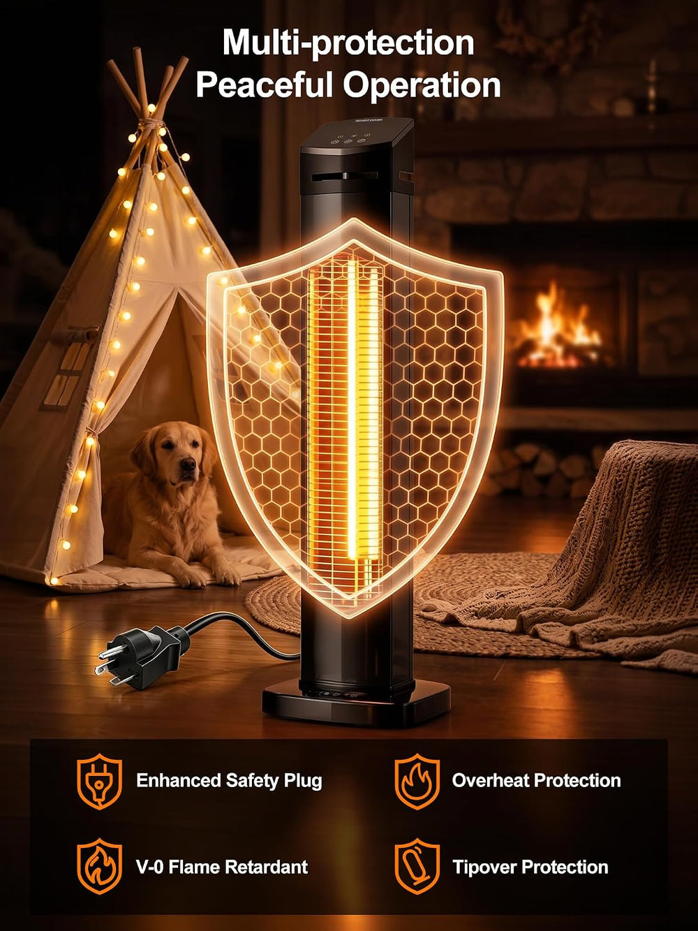 MEPTY Outdoor Heaters for Patio, 1500W Electric Infrared Heater with Remote, ...