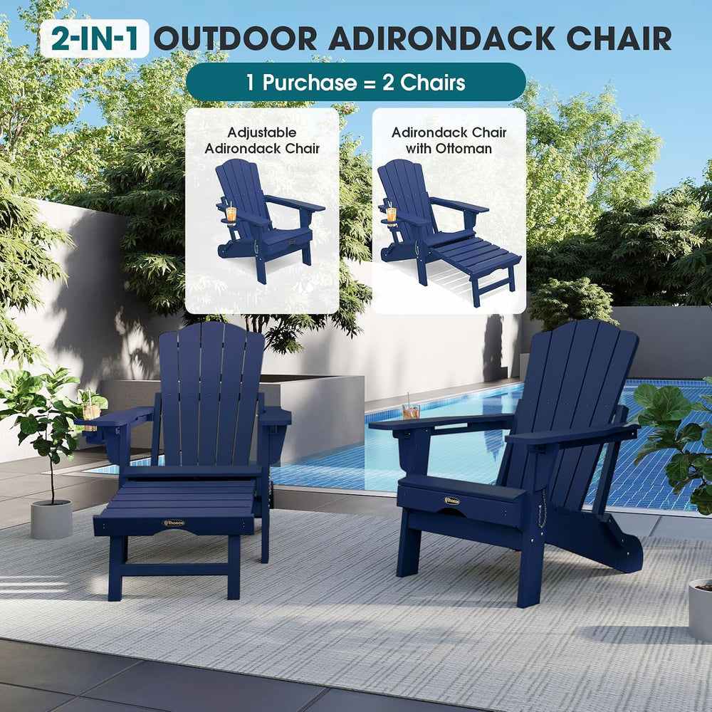 THOEOE Folding Adirondack Chairs, Outdoor Patio Fire Pit Chairs
