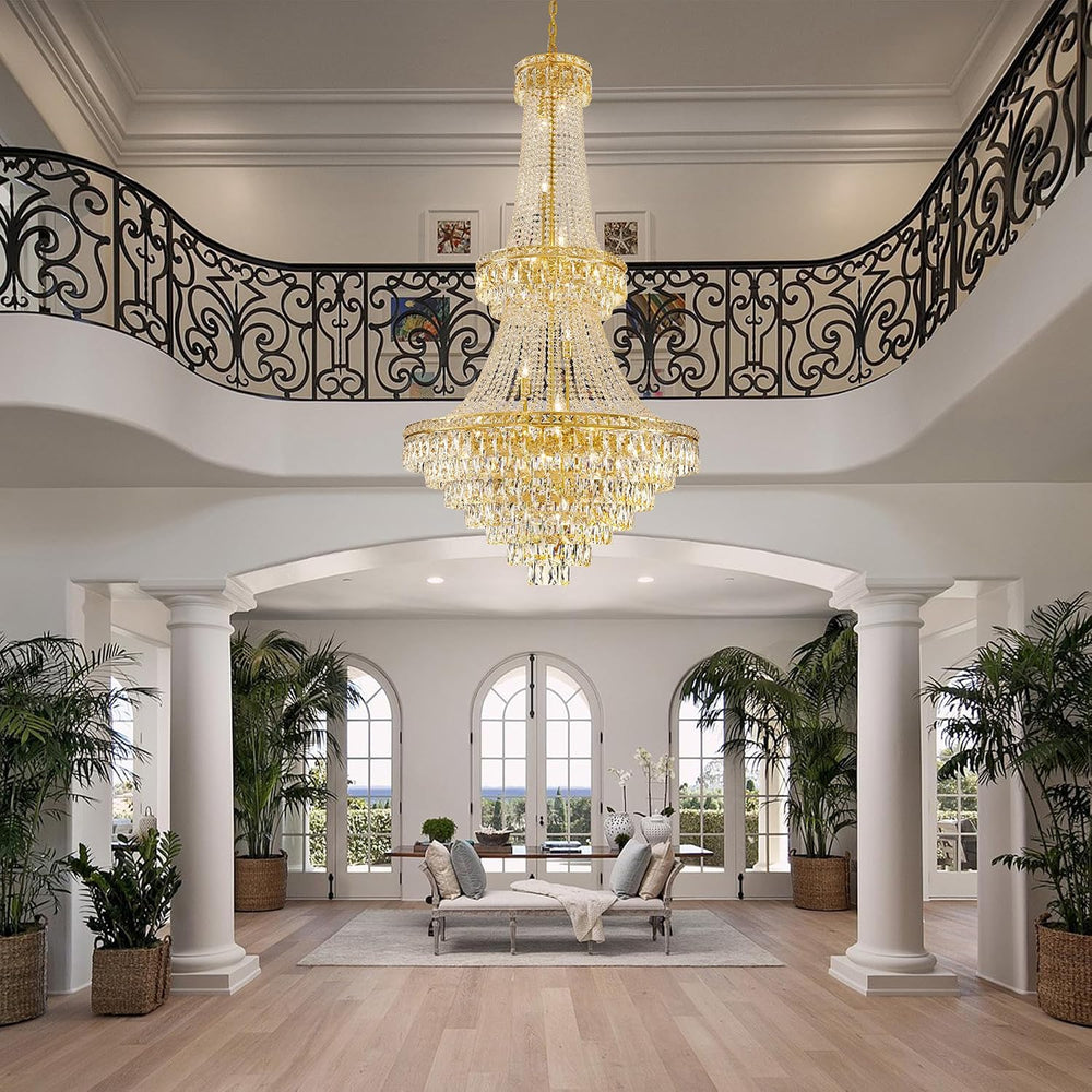 Large Gold Luxury Crystal Chandeliers 26 Lights Modern Chandelier for High Ce...