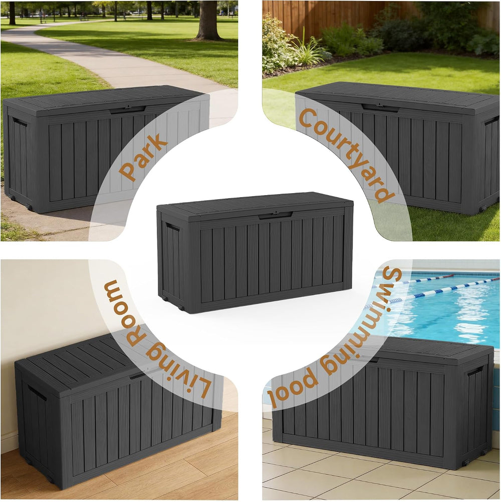 Vixzen 121 Gal Waterproof Outdoor Storage Box Lockable Deck Box
