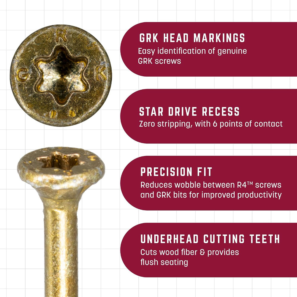 GRK Fasteners R4™ #9 x 3-1/8" Multi-Purpose Framing Screws, 1900 PCS