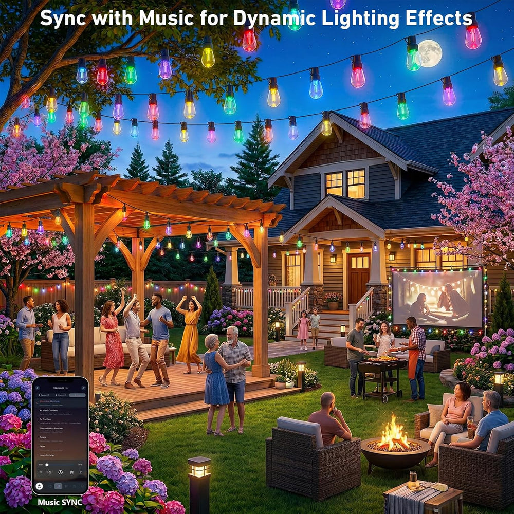 Outdoor String Lights,200FT Smart RGB+IC Patio Lights with Shatterproof LED B...
