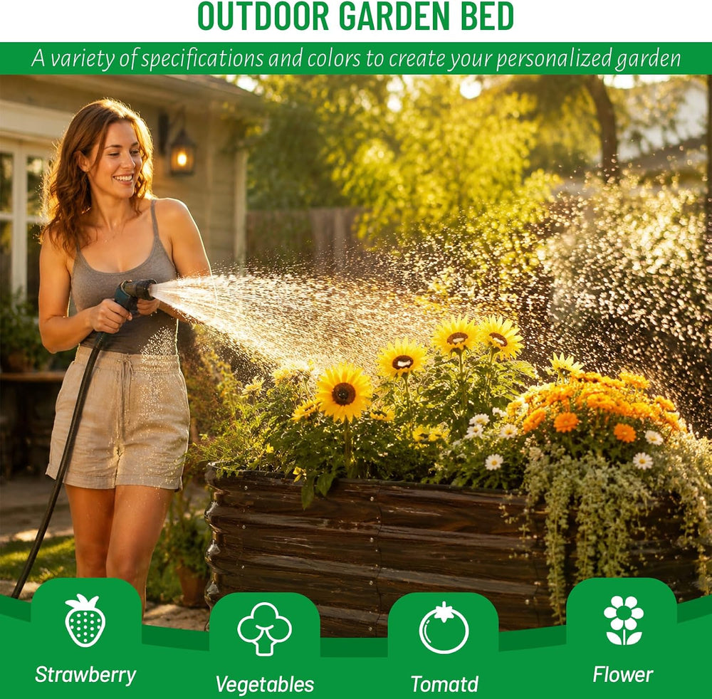 SnugNiture Galvanized Steel Raised Garden Bed Kit - 2 Pack 4x2x2 ft Metal Pla...