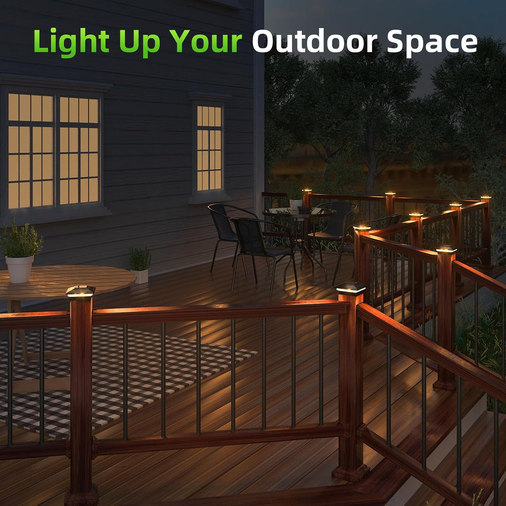 Solar Post Cap Lights 12pack,Warm & Cool Light,for 4x4 5x5 6x6 Posts Black