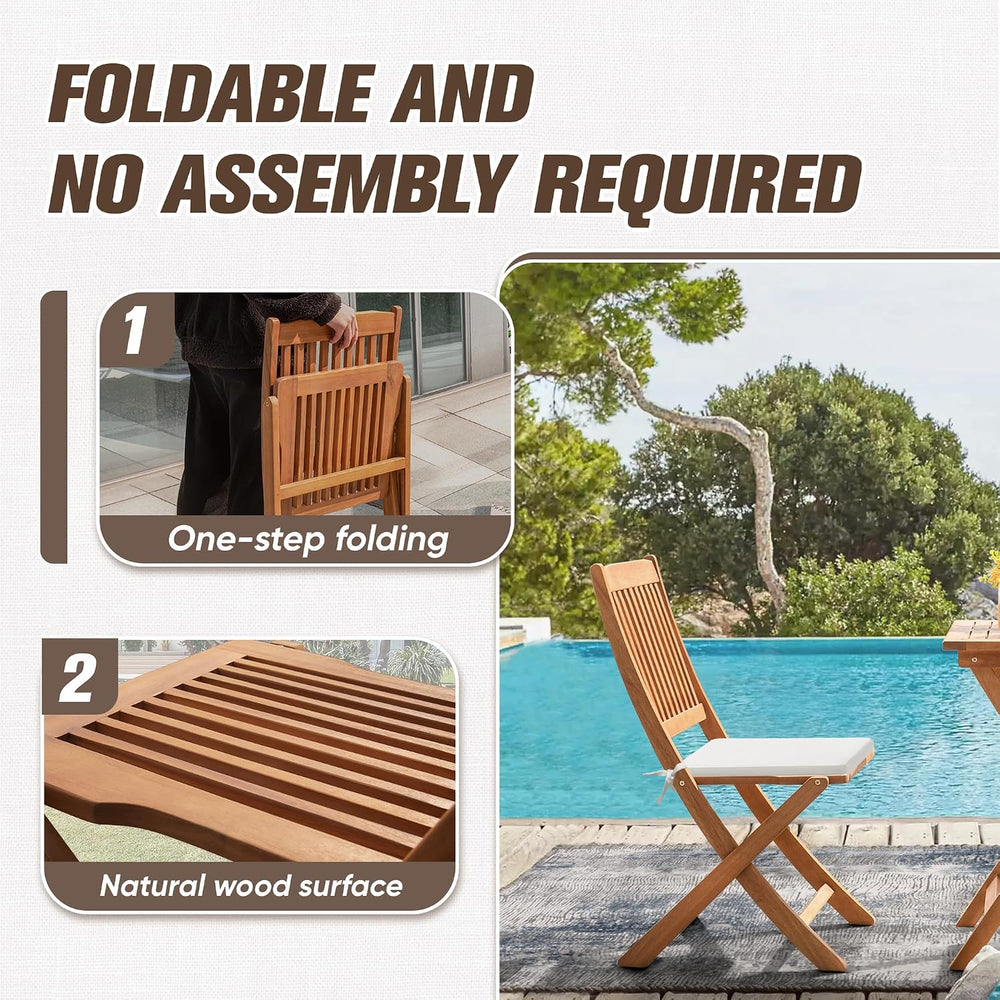 Devoko Outdoor 3 Piece Folding Patio Bistro Set Acacia Wood Bistro Table and ...
