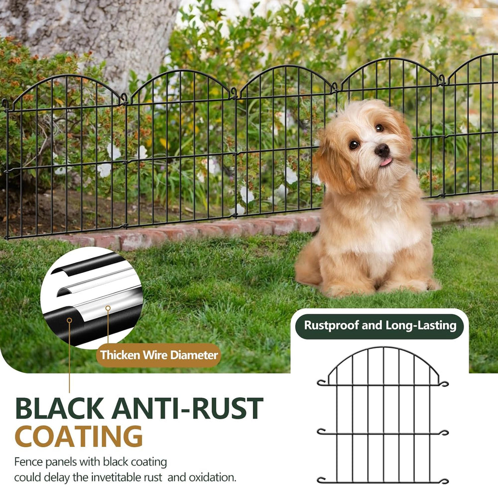 15 Panels Decorative Garden Fence, 15.94ft x 23in Animal Barrier Fencing Arch...