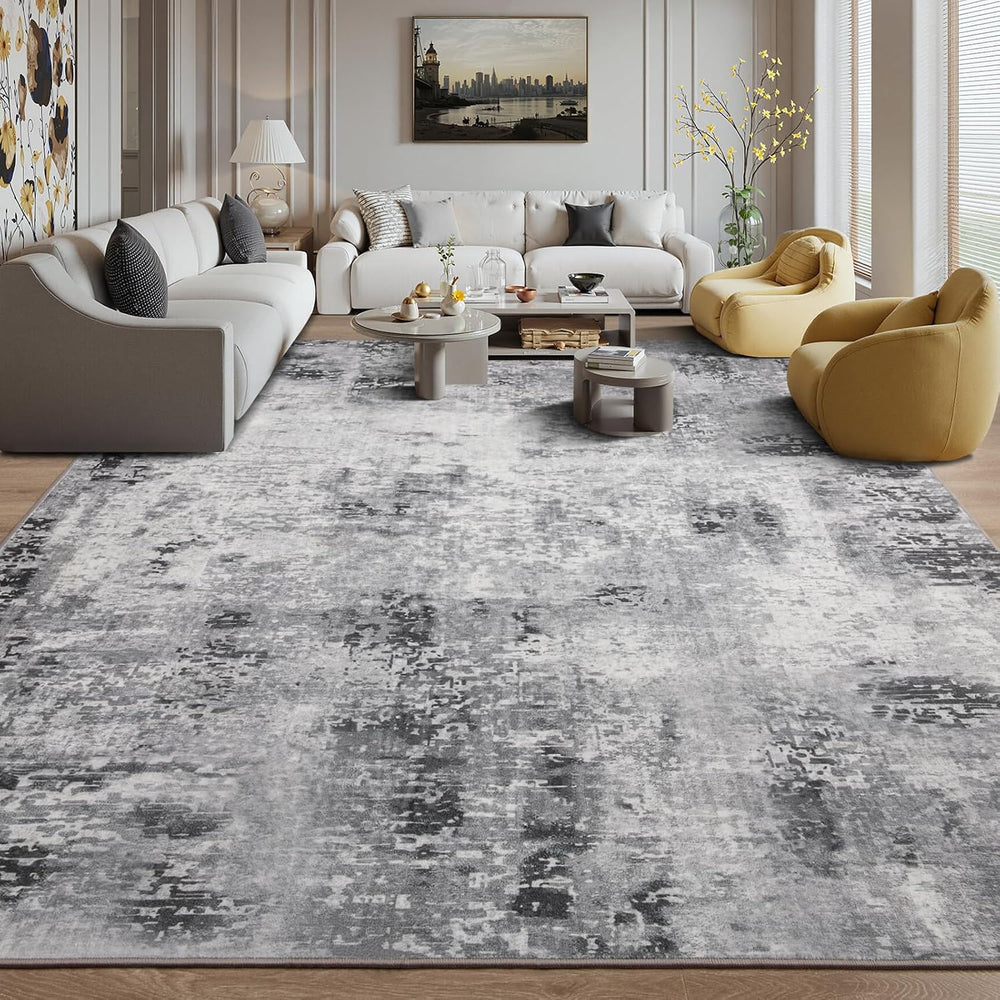 Kelarea Washable Area Rug 6x9, Non-Slip Low Pile Abstract Grey