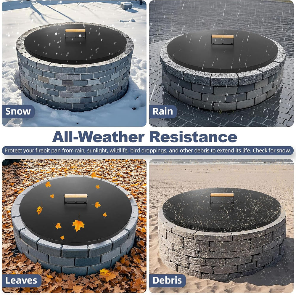 1MORE Fire Pit Lid Round 30"w/Handles,Firepit Cover,All-season Protective