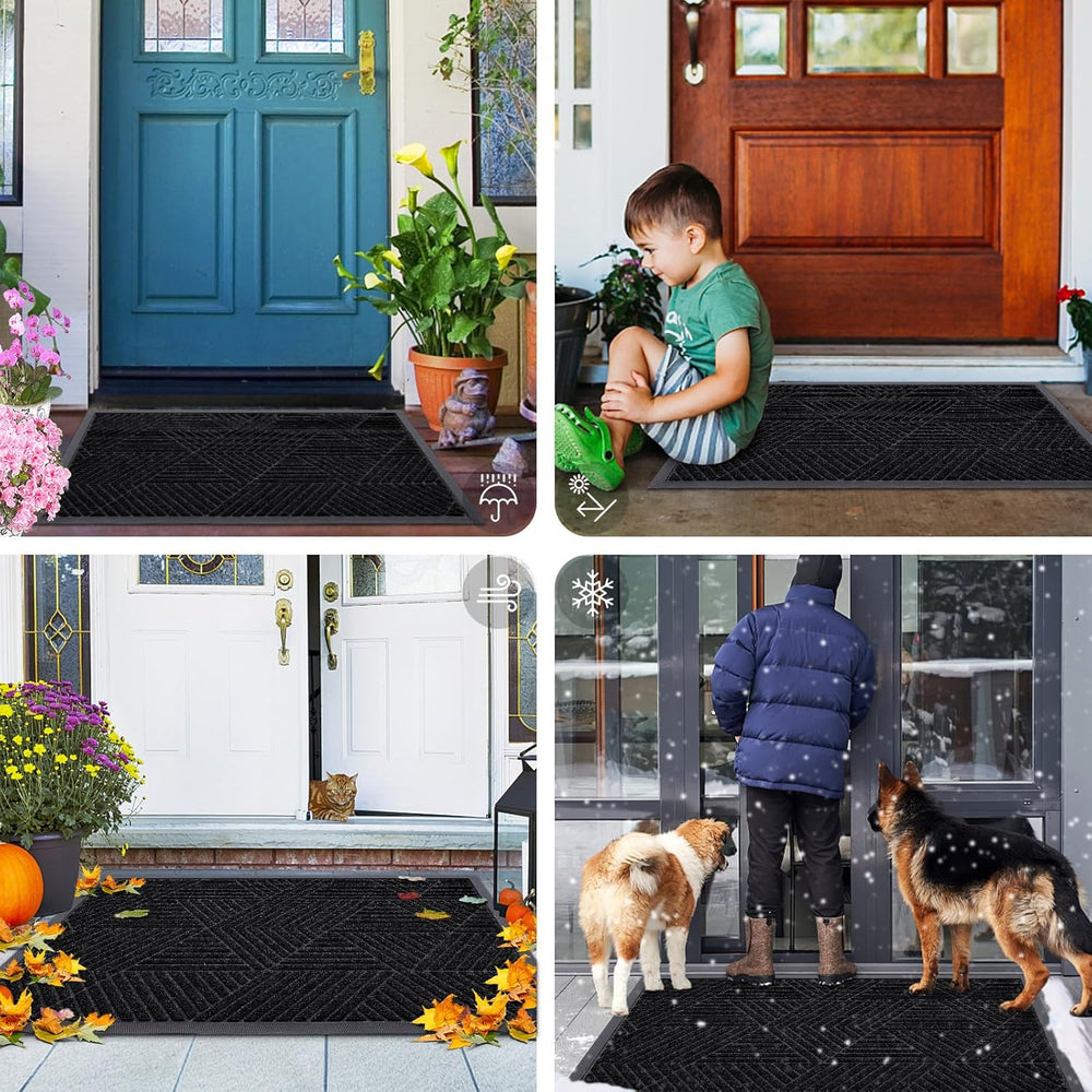Smiry Front Door Mat Outside Entrance, Low Profile Rubber Doormat, 47x17