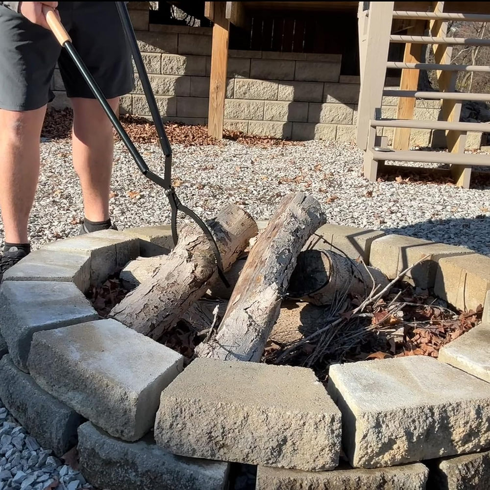 42" Fire Log Grabber & Fire Poker Set with Storage Bag, Portable Det...