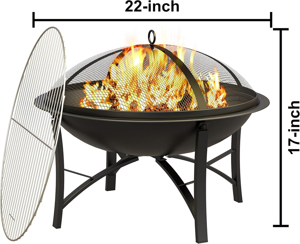 Fire Beauty Wood Burning Fire Pit, 2-in-1 BBQ Grill for Backyard Camping