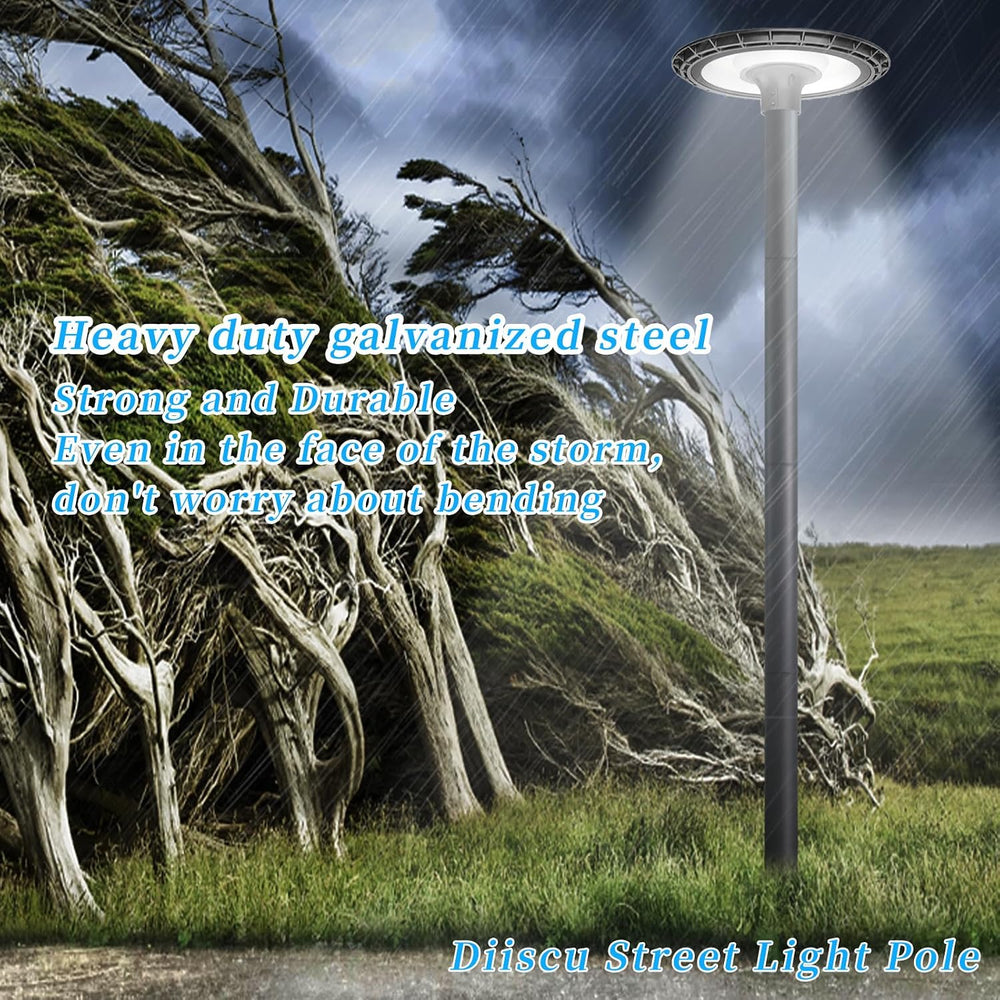 Street Light Pole 13ft Tall, Gray Outdoor Galvanized Heavy-duty Metal Solar S...